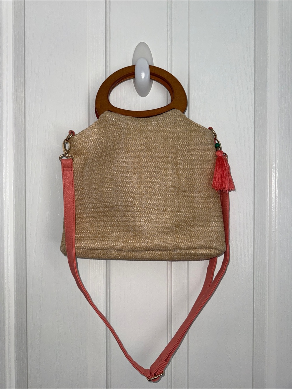 Disney Hello Summer Straw Satchel with Green Leaves & Pink Flower - Picture 6 of 9